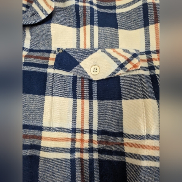 Quiksilver Waterman Blue Plaid Flannel Button Up Long Sleeve Shirt Size L - Picture 4 of 9